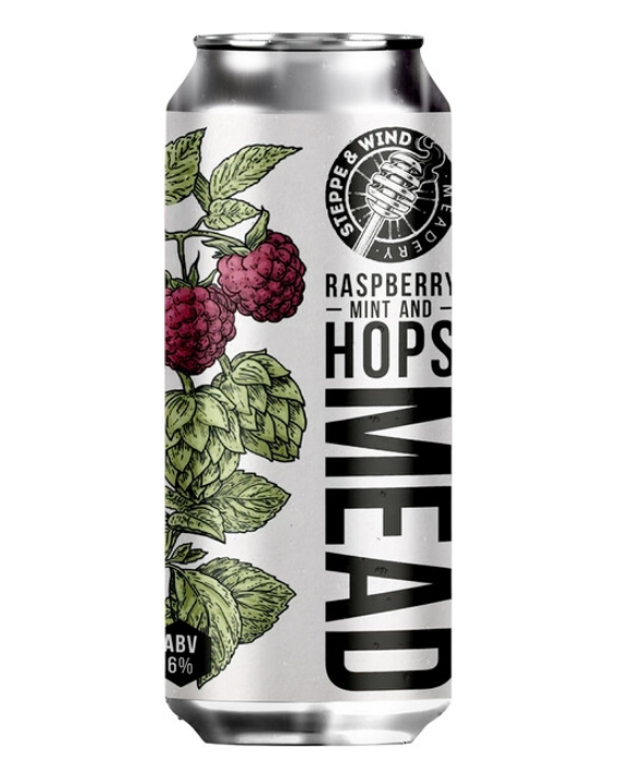 Мёд Steppe&Wind Raspberry Mint And Hops Mead/ Медовуха с малиной, мятой и хмелем 0,45 бан.